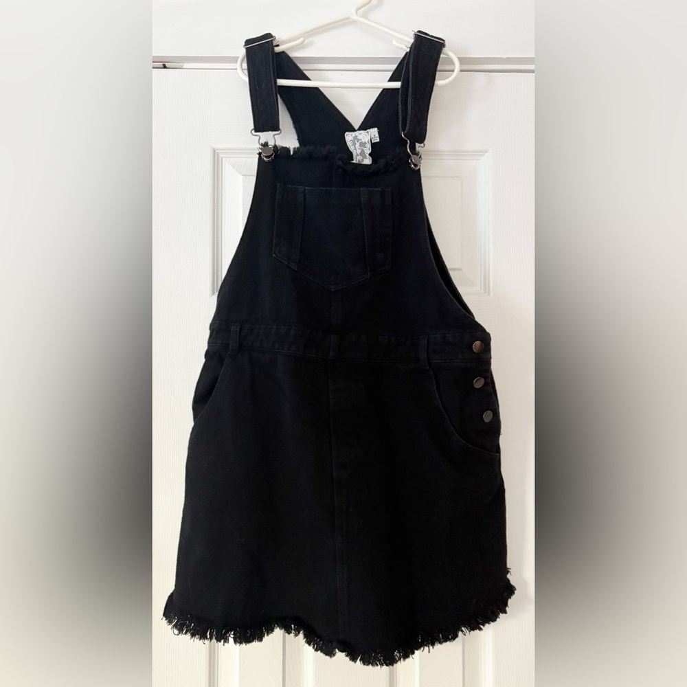 Sadie & Sage Black Denim‎ Skirt Overalls Size Medium